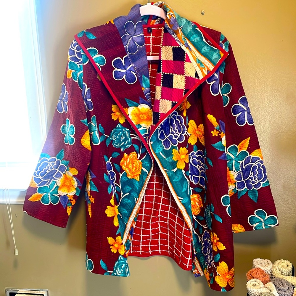 Nwot Reversible Kantha Patchwork Jacket - image 1